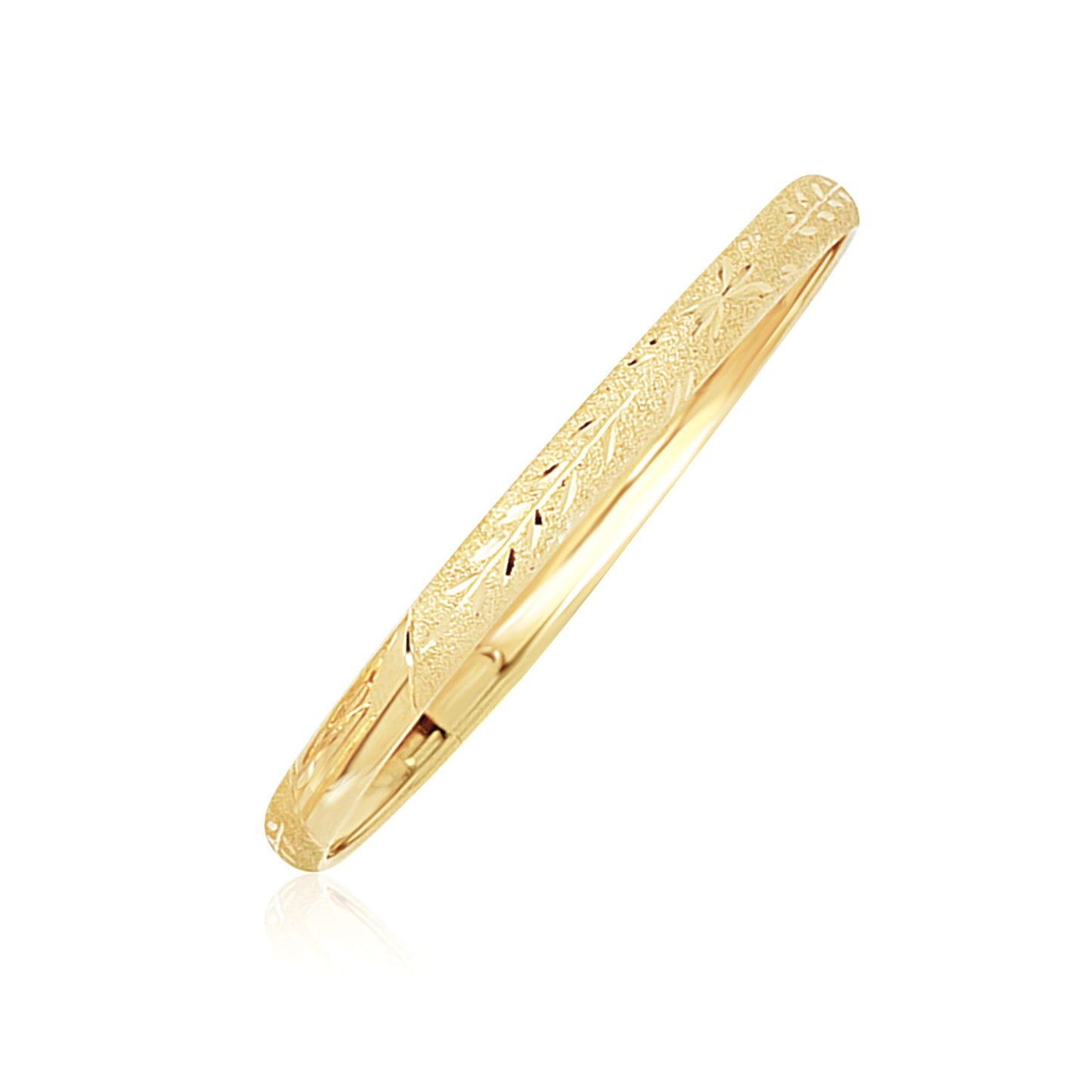 10k Yellow Gold Dome Children's Diamond Cut Florentine Bangle (4.00 mm)