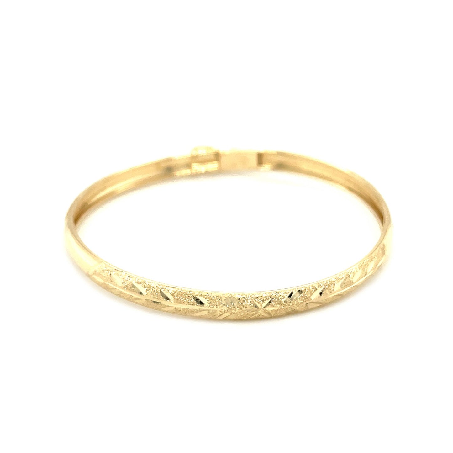 10k Yellow Gold Dome Children's Diamond Cut Florentine Bangle (4.00 mm)