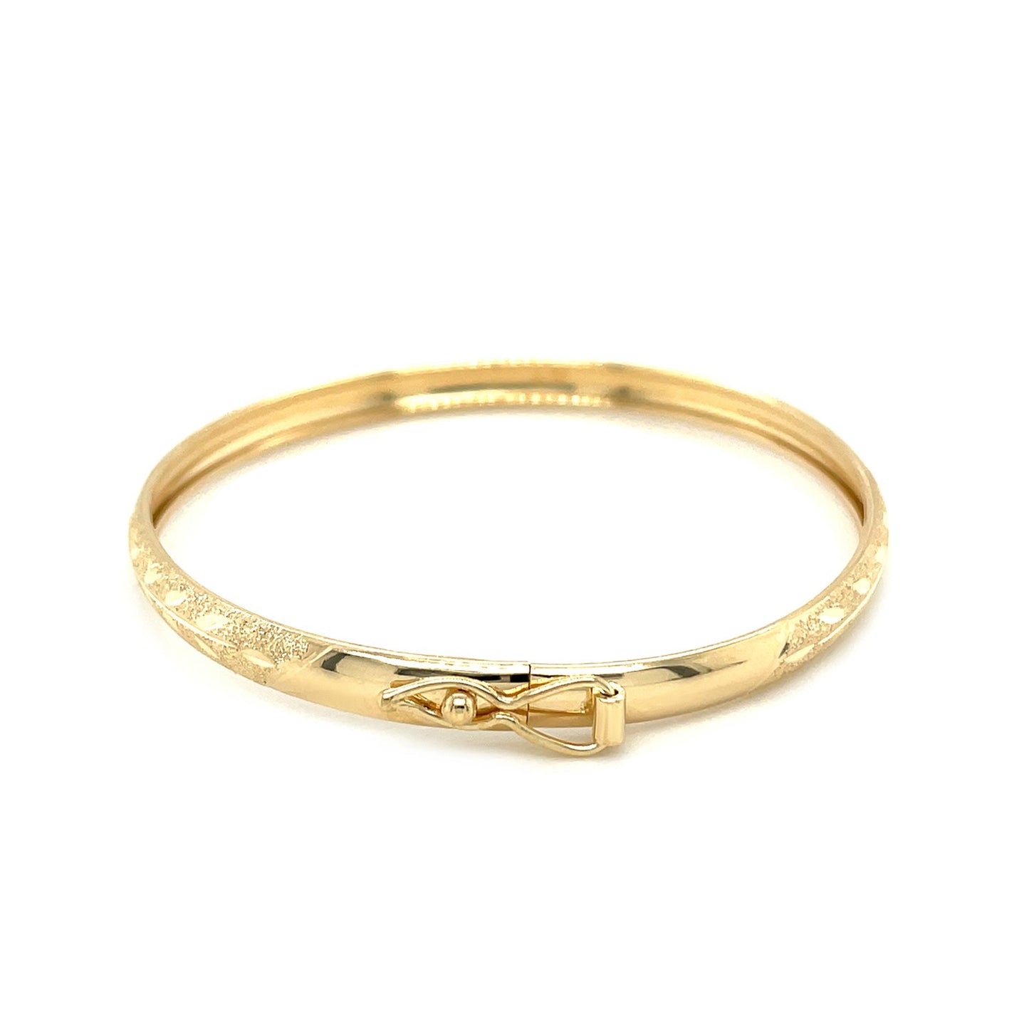10k Yellow Gold Dome Children's Diamond Cut Florentine Bangle (4.00 mm)