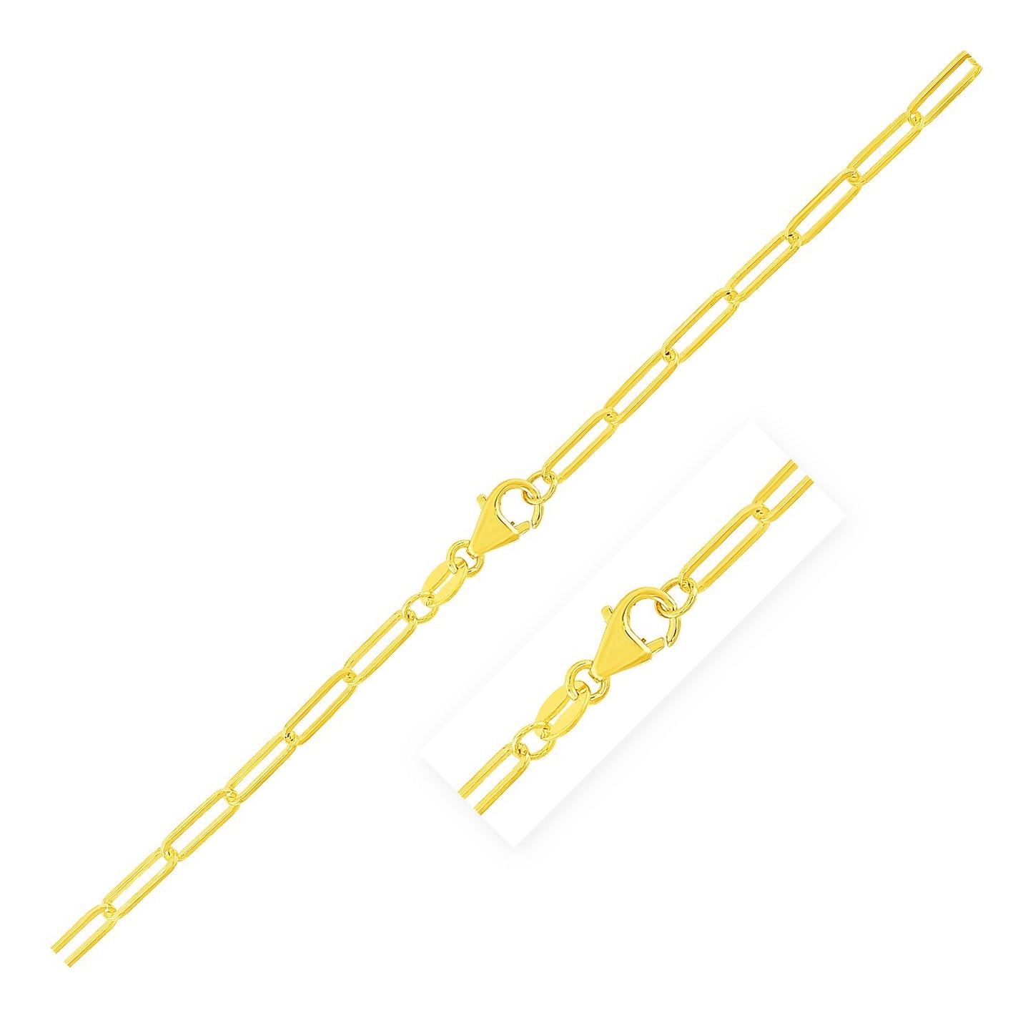 10K Yellow Gold Paperclip Bracelet (2.50 mm)