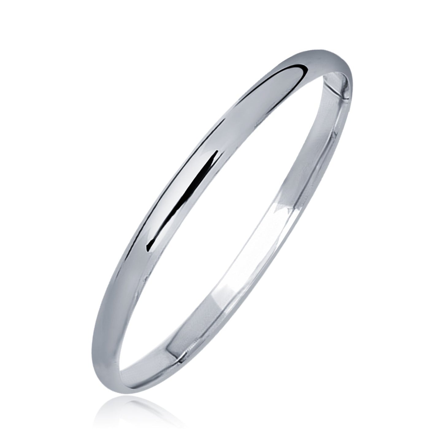 14k White Gold Dome Children's Bangle with a Polished Finish (5.50 mm)